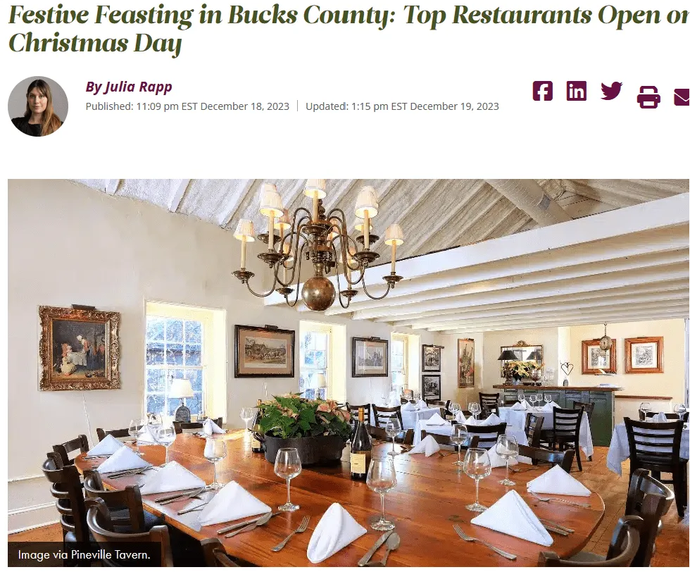 Screen shot of the top of the Bucks County Today article