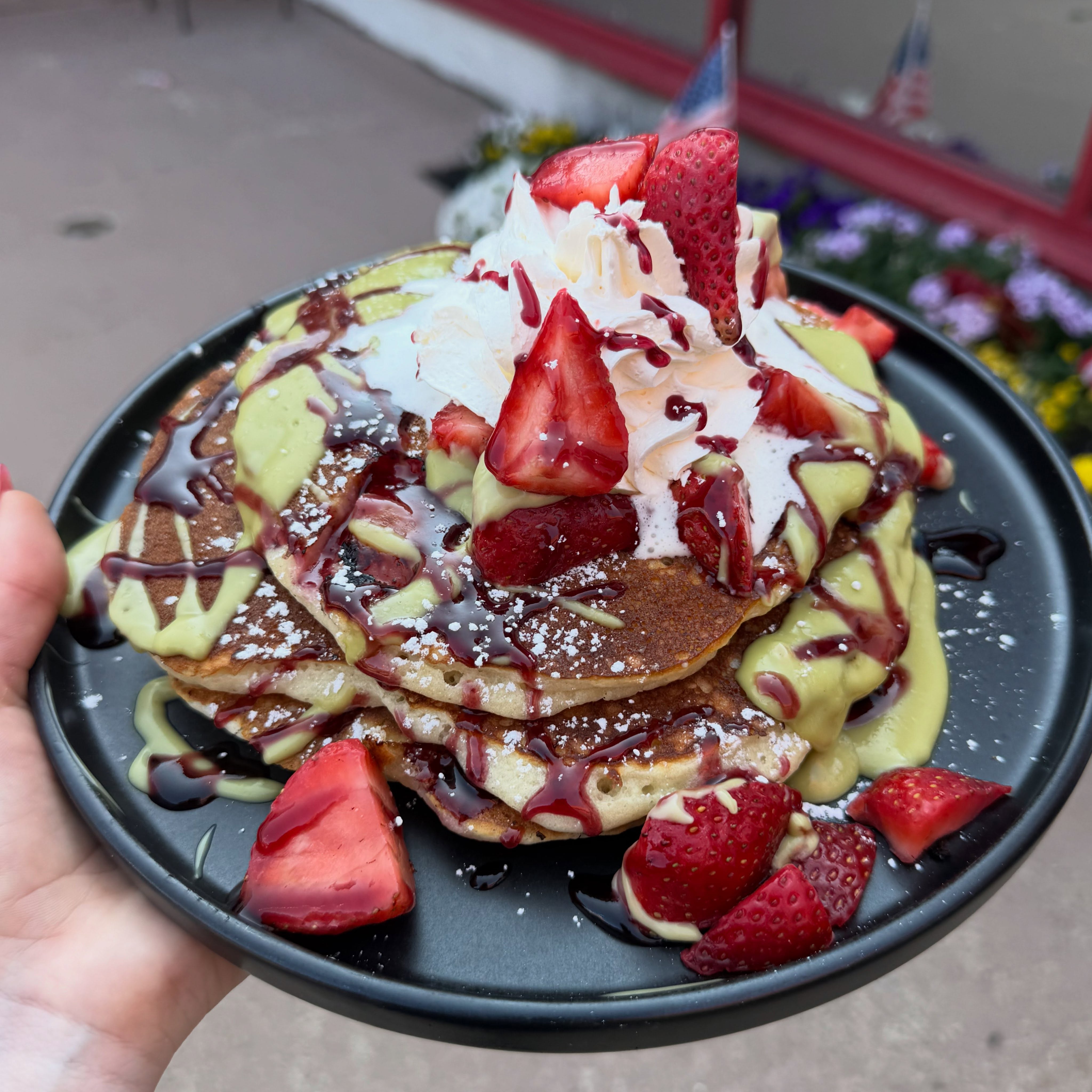 Strawberry, Matcha pancakes 🔥