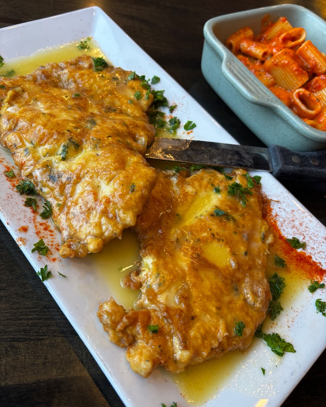Chicken Frances’s with vodka rigatoni on special today

#supportsmallbusiness #foodie